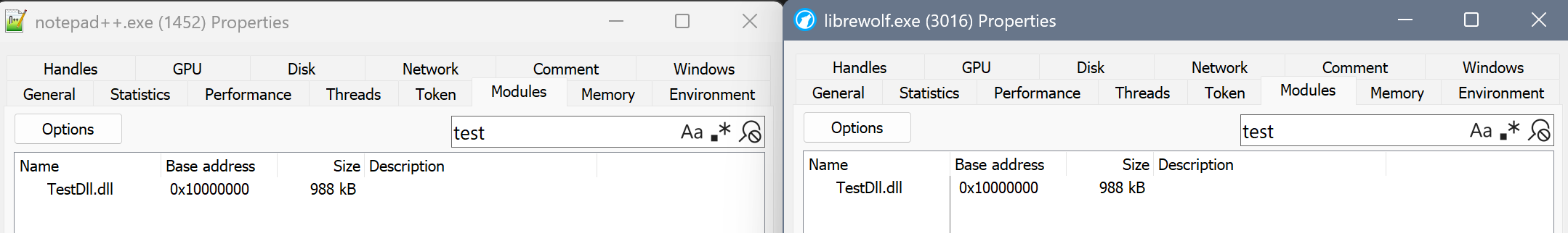 DLL loaded to both processes