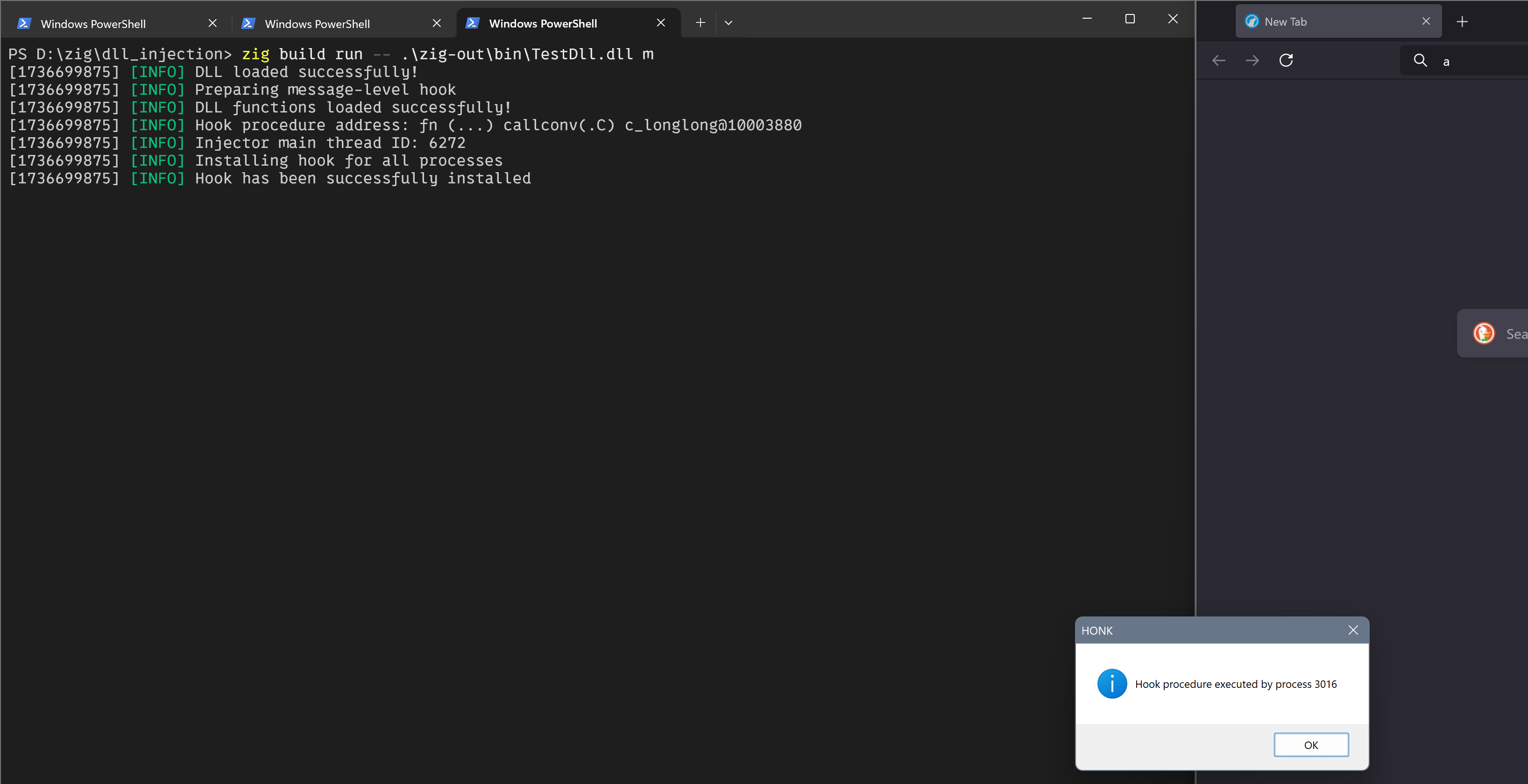 Hook from browser